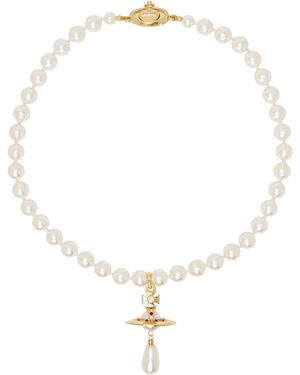 Vivienne Westwood One Row Pearl Drop Choker - White