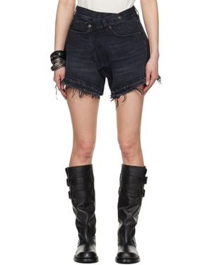 R13 Crossover Denim Shorts - Blue