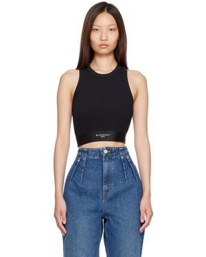 Givenchy Cropped Cotton Tank Top - Blue