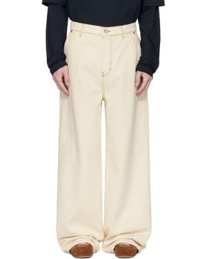 AMI Paris メンズ ワイドフィット コットン バミューダパンツ メンズ Ami Paris ベージュ コットン ワイドフィット バミューダ