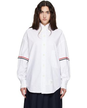Thom Browne Chemise Surdimensionnée Blanche En Toile Oxford À Garnitures En Gros-Grain