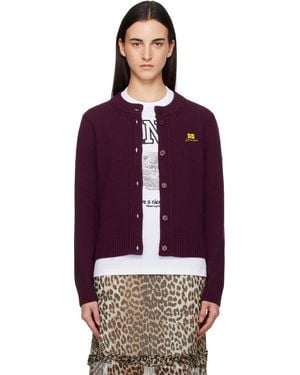 Ganni Wool Mix Cardigan - Purple