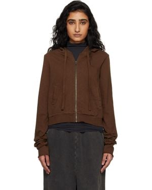 Entire studios Lightweight Cropped Zip Up Hoodie - Brown