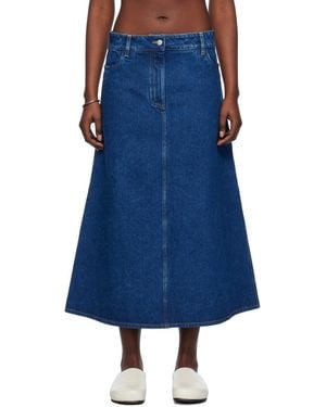 Studio Nicholson Indigo A-line Denim Maxi Skirt - Blue