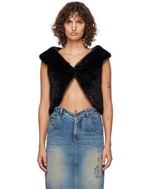 we11done Cropped Faux-Fur Vest - Blue