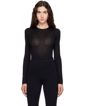 Alaïa Crewneck Wool Bodysuit - Black