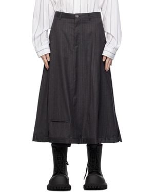 Balenciaga グレー ストライプ ミディアムスカート - ブラック