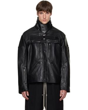 Rick Owens Tower 2 Piece Leather Mac Jacket & Vest - Black