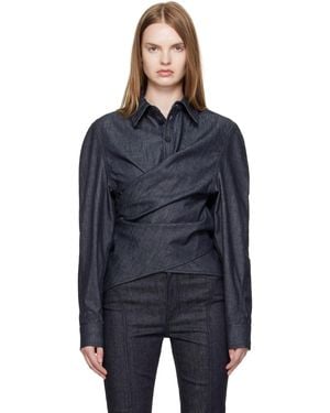 Mugler Wrapped Chambray Shirt - Black