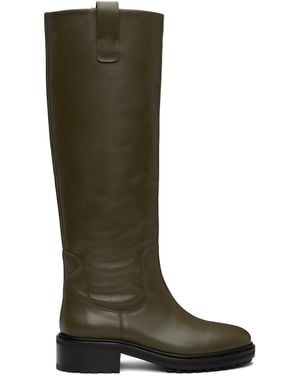 Aeyde Khaki Henry Leather Knee-High Boots - Green
