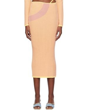 Gcds Pink Comma Midi Skirt - Natural