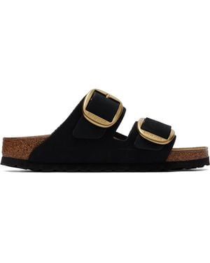 Birkenstock Narrow Arizona Big Buckle Nubuck Sandals - Black