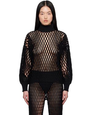 Alaïa ブラック マクラメニット ルーズ タートルネック