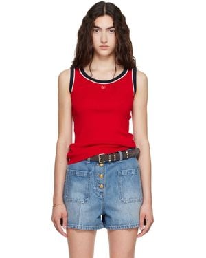Valentino Knit Cotton Vlogo Tank Top - Red