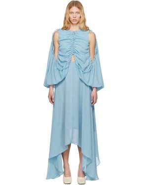 ROKH Shir Poncho Vest Midi Dress - Blue