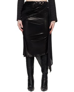 Marine Serre Black Regenerated Midi Skirt