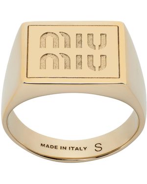 Miu Miu Framed Logo Signet Ring - Metallic