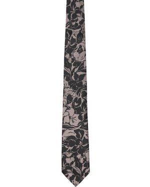 Dries Van Noten Printed Silk Tie - Black