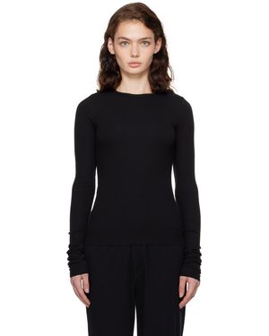 ÉTERNE ブラック フィット 長袖Tシャツ