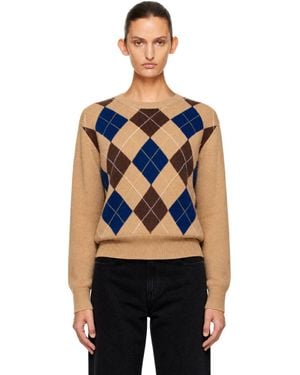 DUNST Argyle Crewneck Sweater - Blue