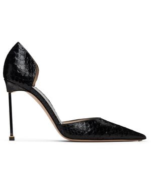 Tom Ford Semi Shiny Printed Python Spire D'Orsay Heels - Black