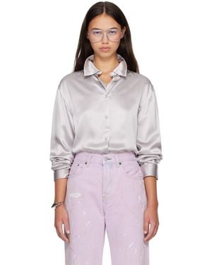 Acne Studios Silk Logo Blouse - Purple