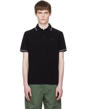 Moncler Logo Patch Cotton Polo - Black