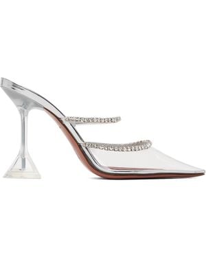 AMINA MUADDI Silver Gilda Glass 95 Heels - Black
