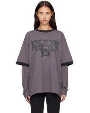 Acne Studios Layered Graphic Long Sleeve T-Shirt - Purple