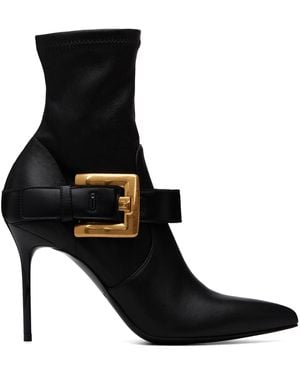Balmain Anthem Stretch Leather Ankle Boots - Black