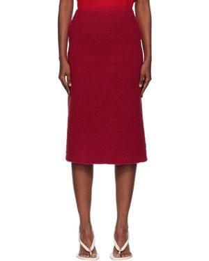 Pushbutton Jupe Midi Cintrée Combi Rouge En Sherpa
