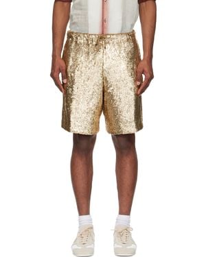 Dries Van Noten ゴールド スパンコール ショートパンツ - ナチュラル