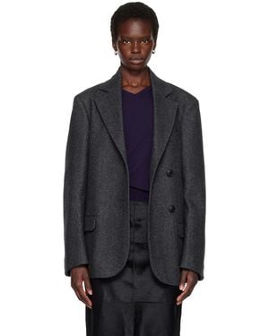Rohe Double-Breasted Herringbone Blazer - Blue