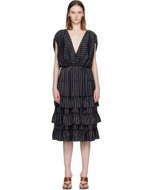 Dries Van Noten Ruffled Midi Dress - Black