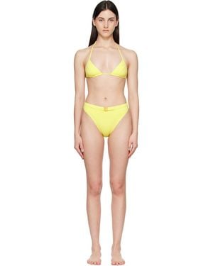 Balmain Triangle High Brief Bikini - Yellow