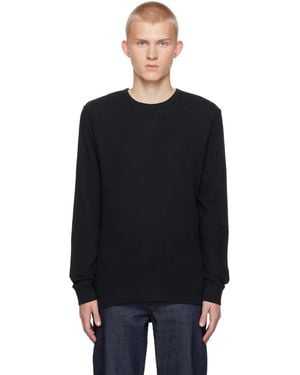 Sunspel Long Sleeve Waffle T-Shirt - Black