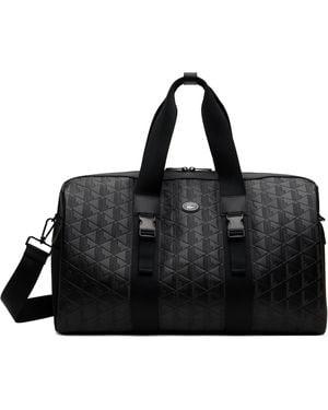 Lacoste Large Nomogram Leather Weekend Bag - Black