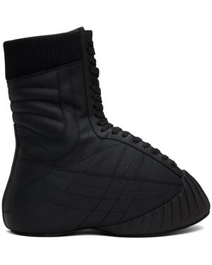 Balmain B-Cloud Rubberized Leather Boots - Black