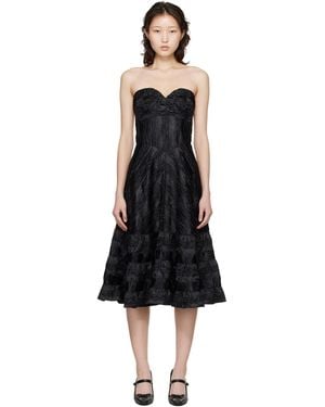 Anna Sui Strapless Sweetheart Midi Dress - Black
