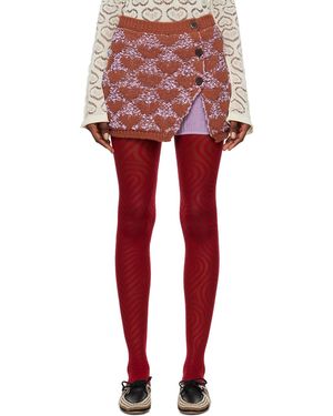 Marco Rambaldi Mini-jupe brune à motif graphique - Rouge