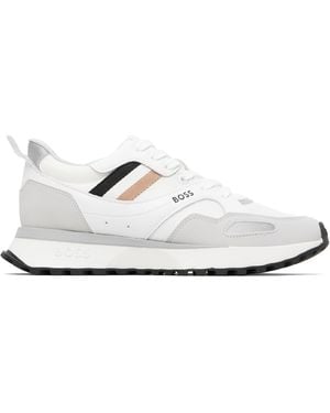 BOSS Mixed-Material Leather & Mesh Trainers - Black