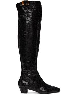 Tom Ford Black Printed Leather Boots