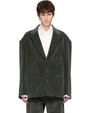 SOSHIOTSUKI Round Big Shoulder Corduroy Blazer - Black