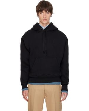 Ami Paris Cotton Embossed Ami De Coeur Hoodie - Black