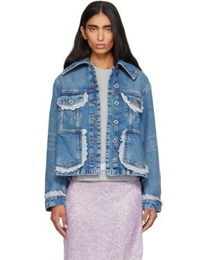 Ganni Rigid Lace Denim Jacket - Blue