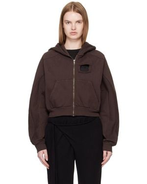 OTTOLINGER Distressed Multiline Zip Hoodie - Brown