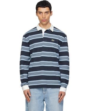 Lacoste Relaxed Fit Striped Piqué Rugby Polo - Blue