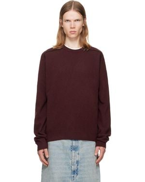 Maison Margiela Burgundy Virgin Wool Crewneck Sweater - Red