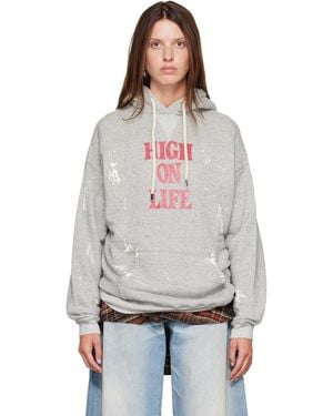 R13 'High On Life' Oversized Hoodie - Grey
