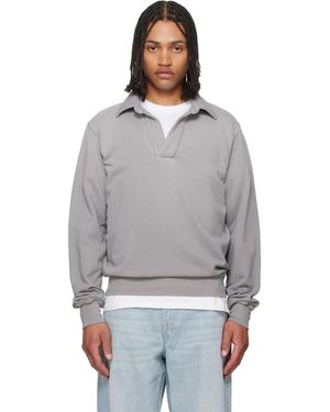 Les Tien French Terry Banded Polo - Grey